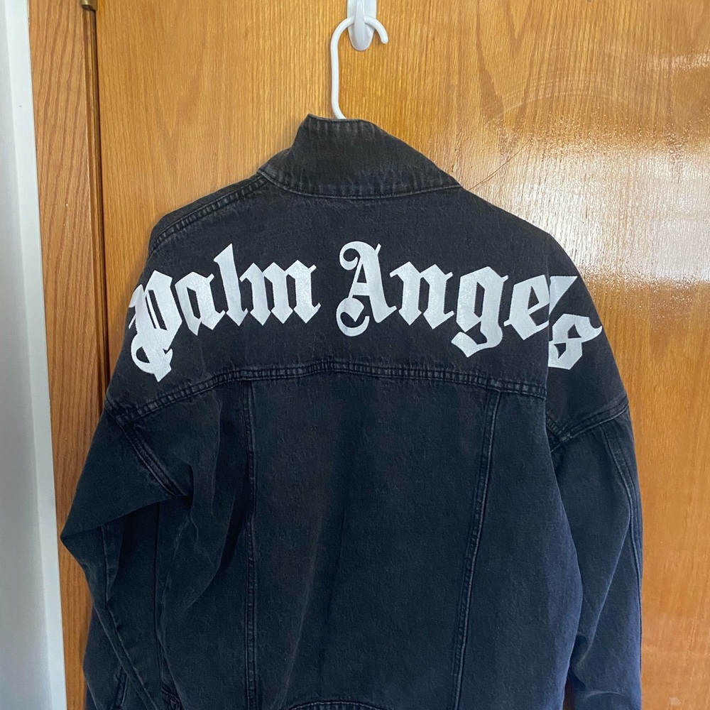 Palm Angels Logo Print Cotton Denim Jacket